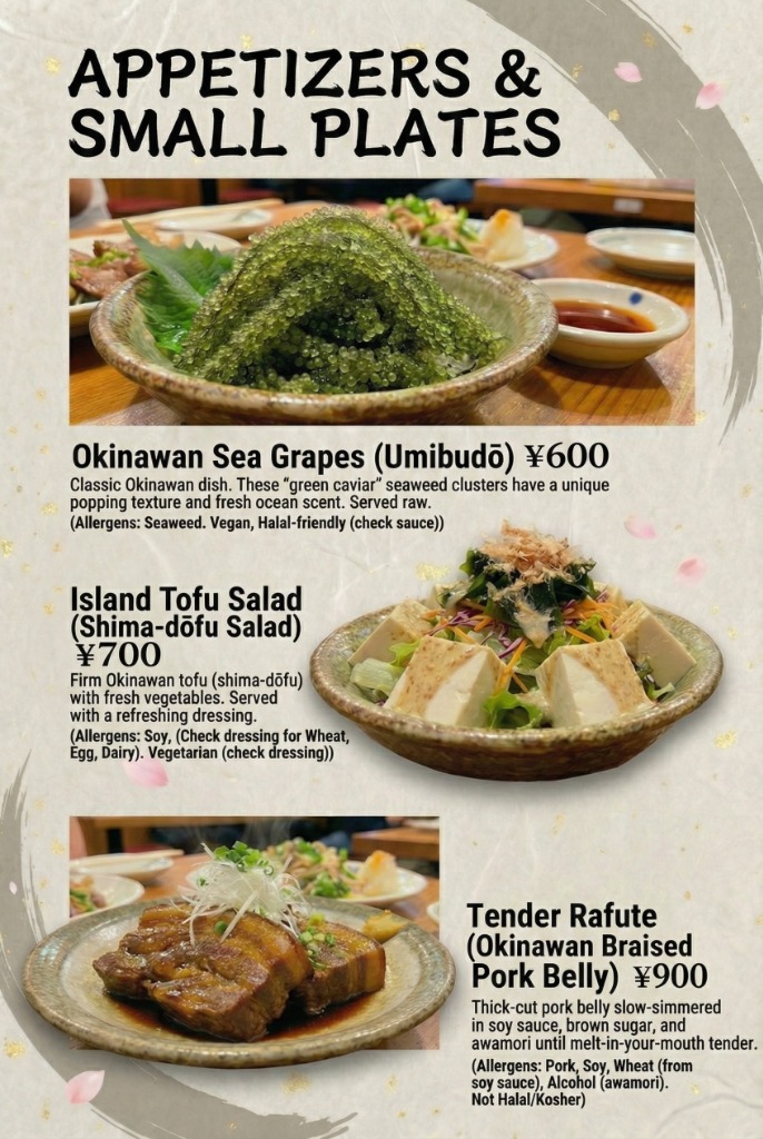 翻訳後の英語メニュー（APPETIZERS & SMALL PLATES）